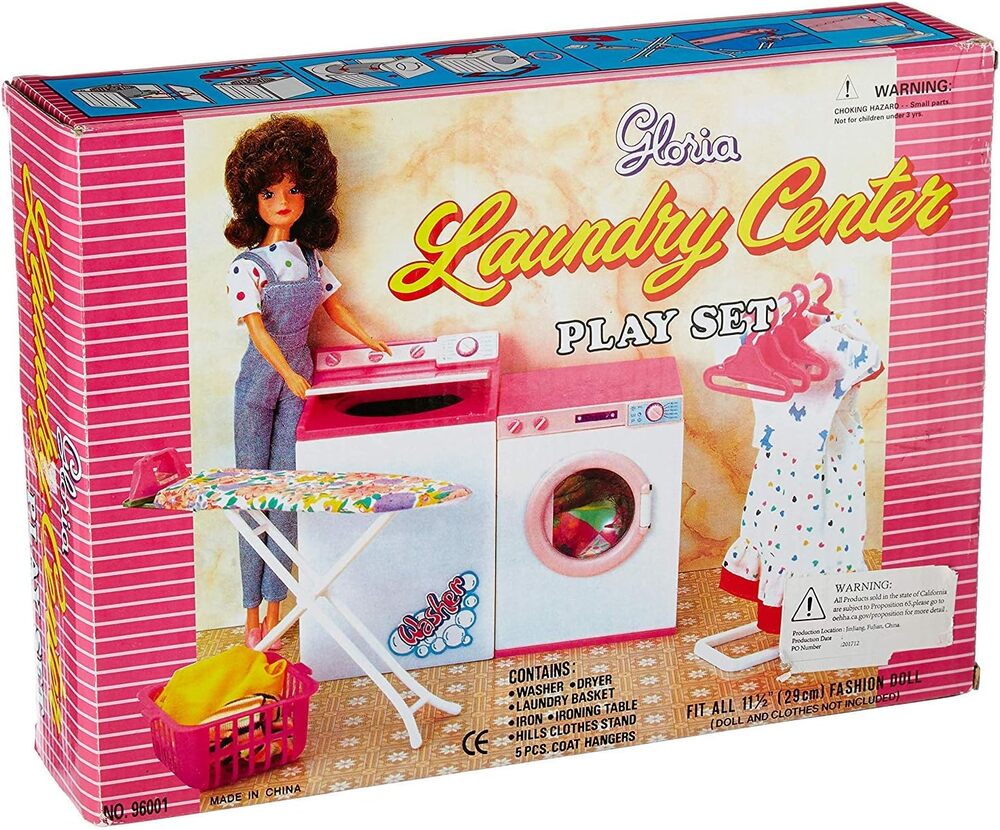 My Fancy Life Dollhouse Laundry Room Set, Pink and White Washer, Dryer, Etc.